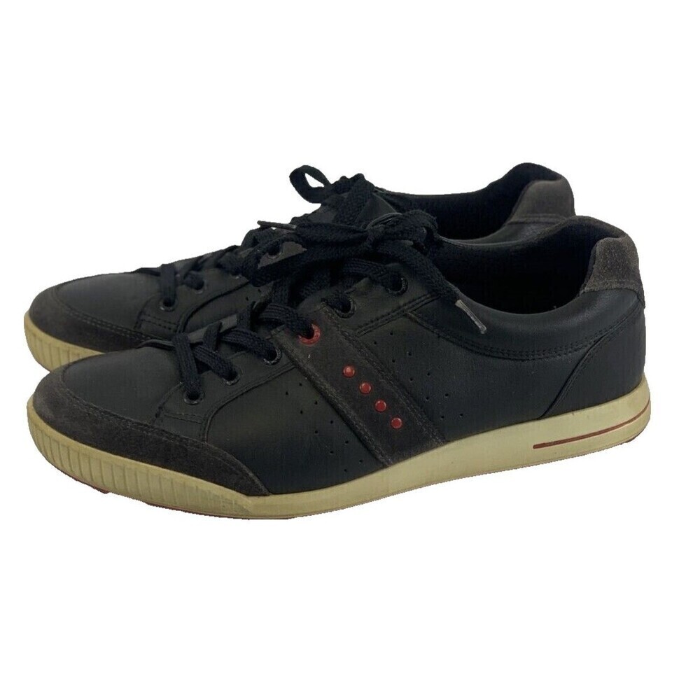 Ecco Street Spikeless Golf Shoes Black Leather Lace Up Mens Size 44 US 10-10.5